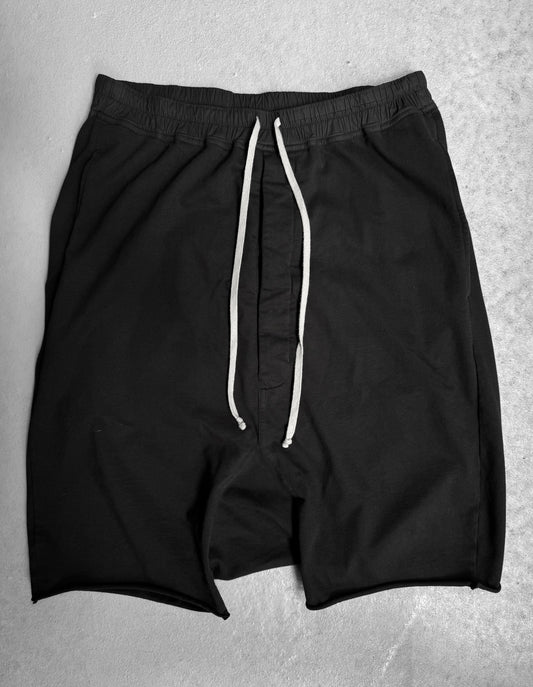Rick Owens DRKSHDW SS24 “LIDO” Black Cotton Drop-crotch Pod Shorts