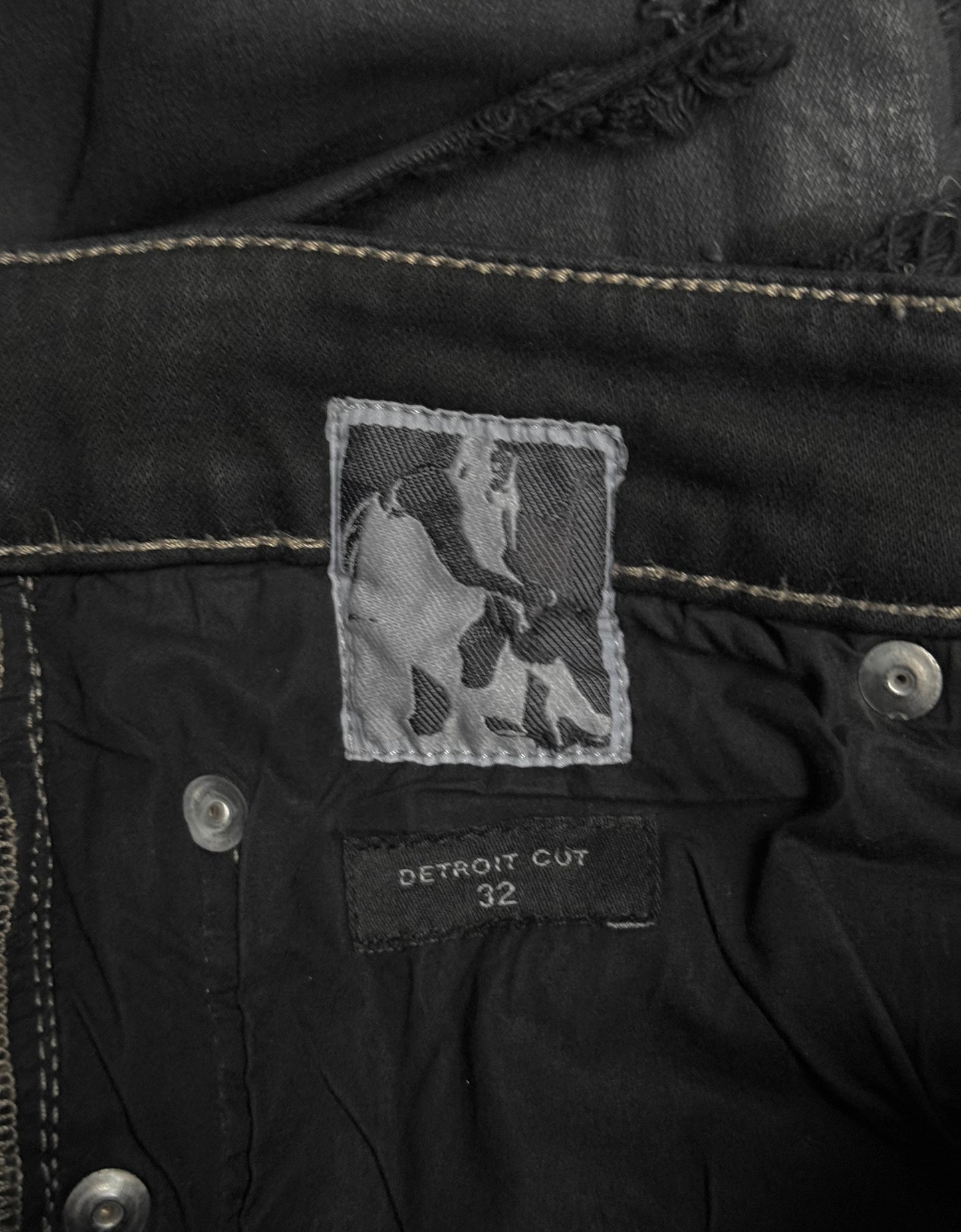 Rick Owens DRKSHDW AW21 "GETHSEMANE" Distressed Waxed ‘Detroit Cut’ Denim