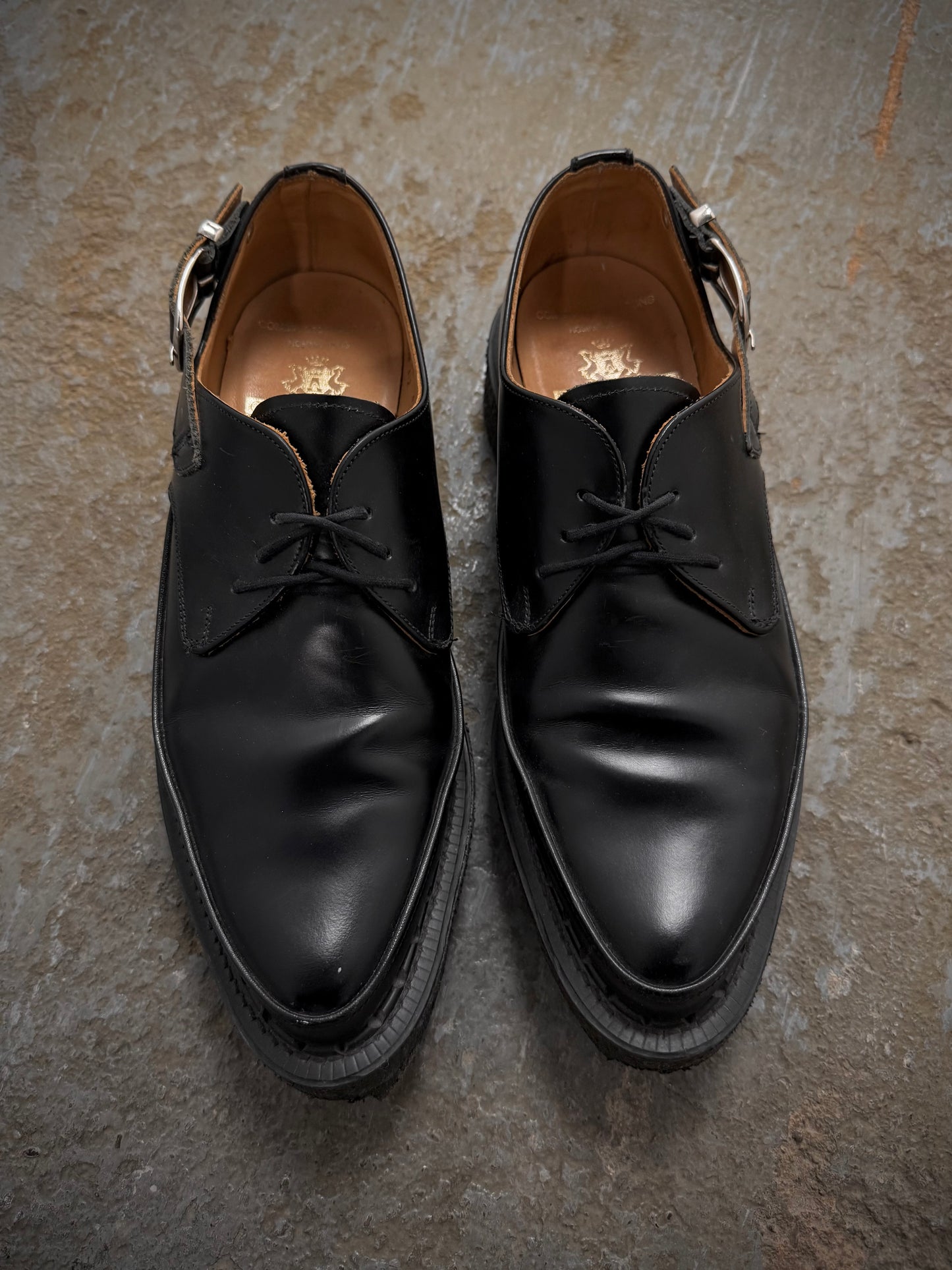 COMME des GARÇONS HOMME PLUS x George Cox AW17 Pointy Toe Crepe Derbies detail | DRIEW GARMENTS