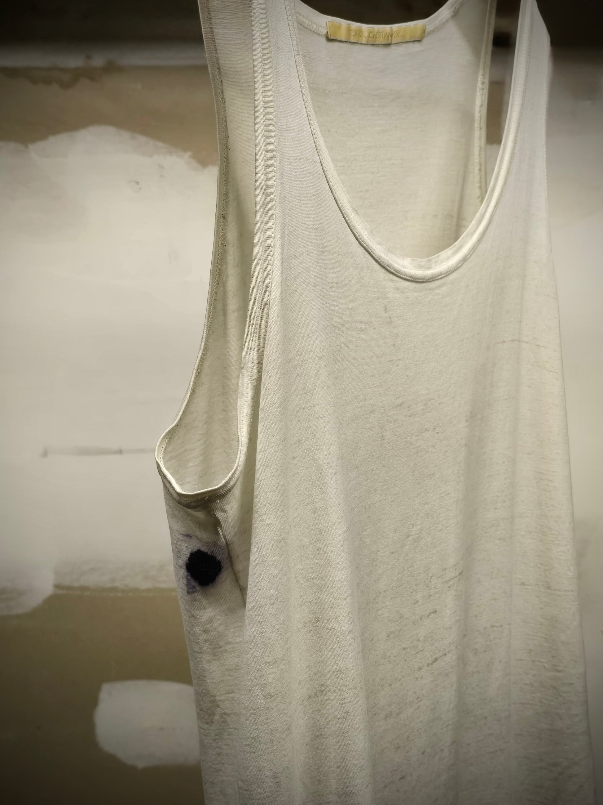 Carol Christian Poell SS05 "Dispossessed" Acid-Treated Flap Tank Top detail | DRIEW GARMENTS