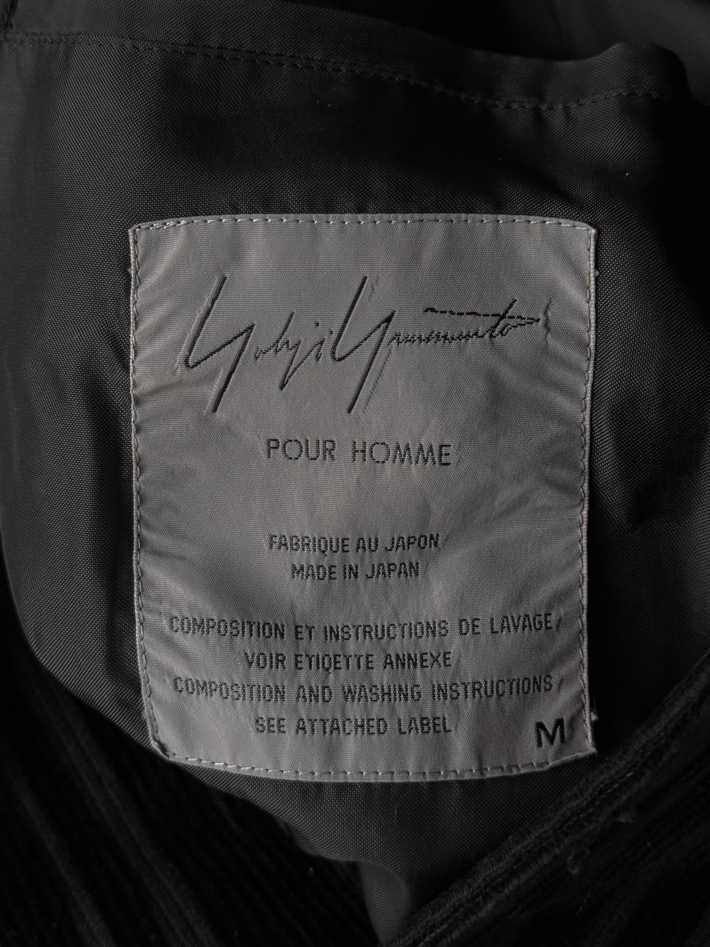 Yohji Yamamoto POUR HOMME AW96 Velvet Stripe Corduroy Oversized Coat detail | DRIEW GARMENTS