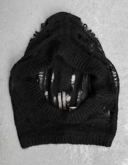 Rick Owens SS24 “LIDO” Distressed Spider Knit Jera Mohair Hood