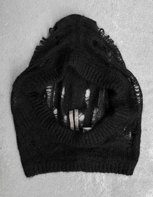 Rick Owens SS24 “LIDO” Distressed Spider Knit Jera Mohair Hood