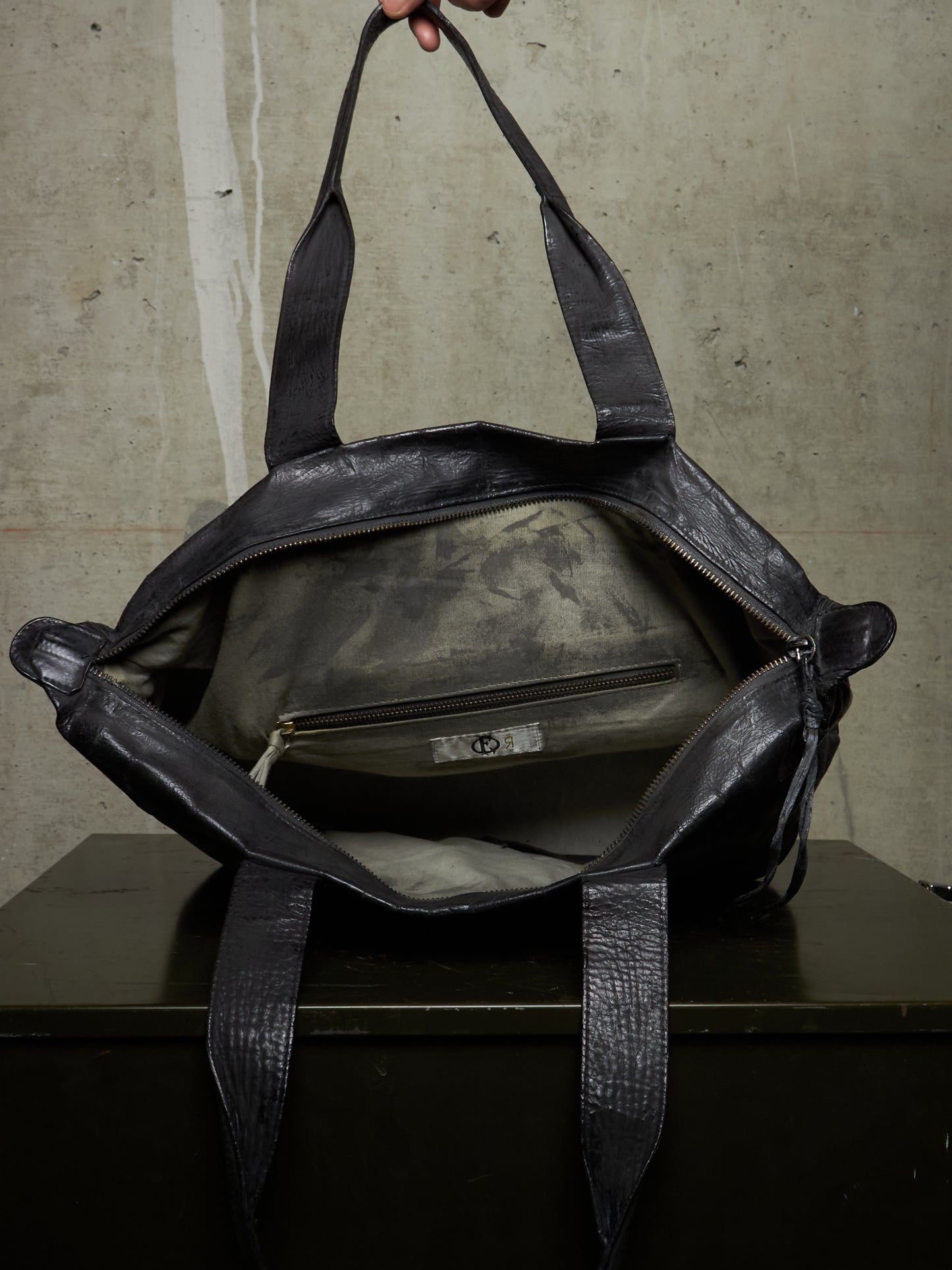 Fabio Quaranta 'FQR' Early 00s Hand Painted Leather Tote Bag