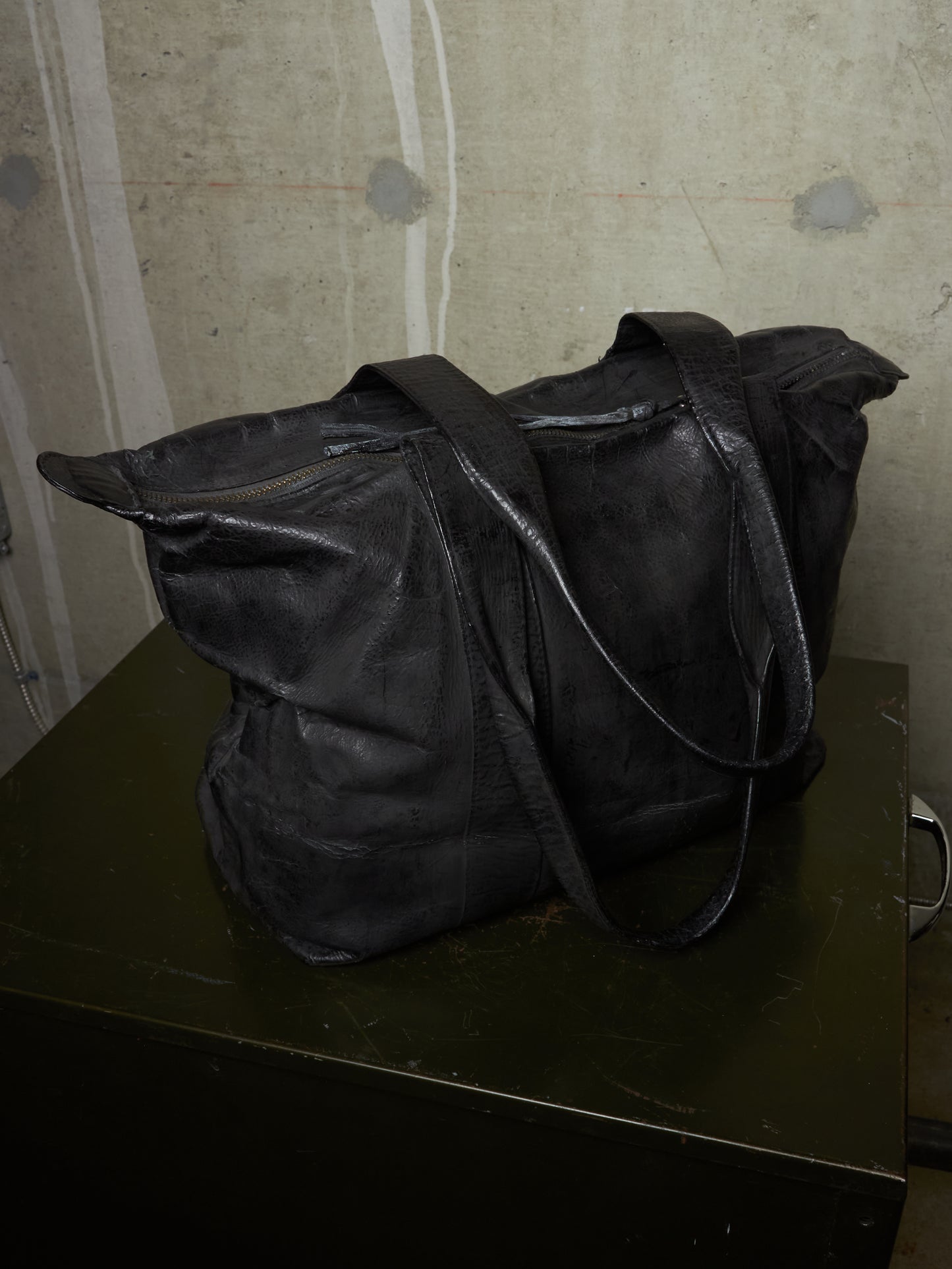Fabio Quaranta 'FQR' Early 00s Hand Painted Leather Tote Bag