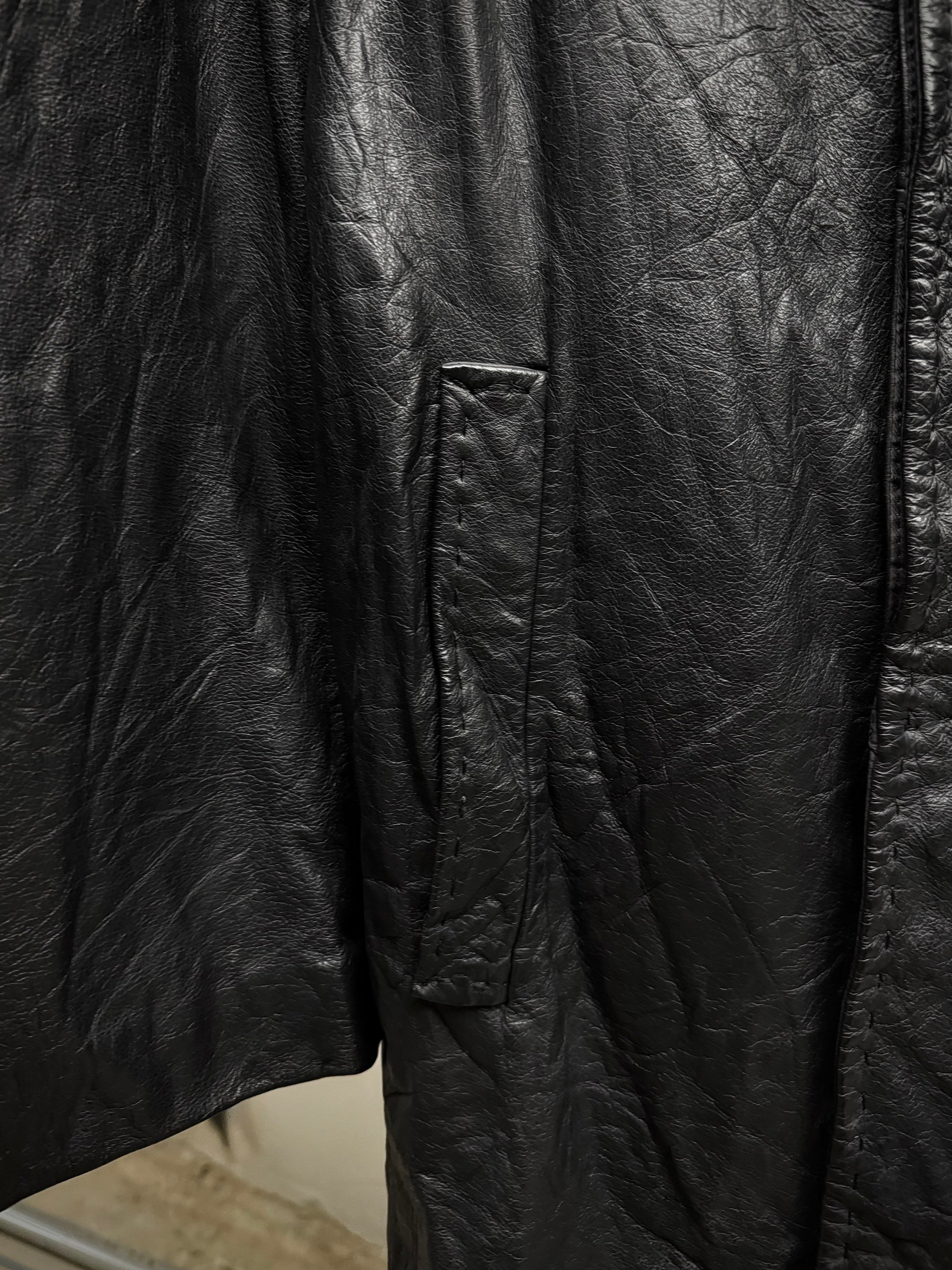Yuji Yamada Late 90s Cow Leather High Neck Coat detail | DRIEW GARMENTS