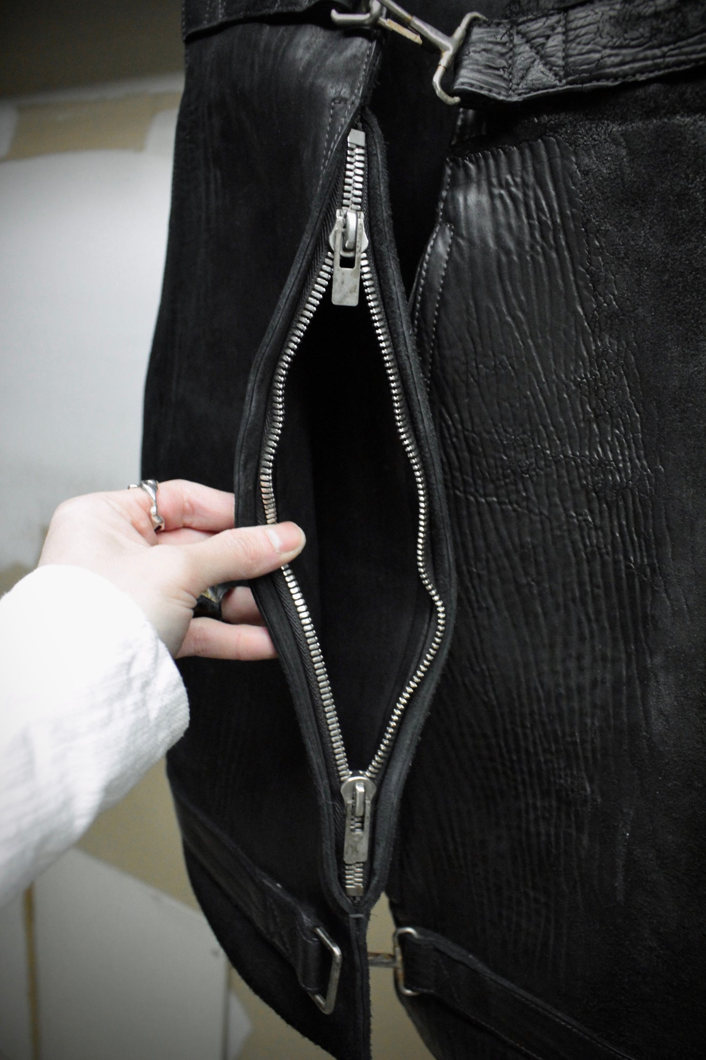 Carol Christian Poell 'AM/2608 CUBS-PTC/010' Object-dyed Horse Culatta Leather Vest Bag detail | DRIEW GARMENTS