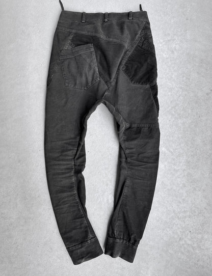 MASNADA Washed Grey Deconstructed Drop-crotch Denim