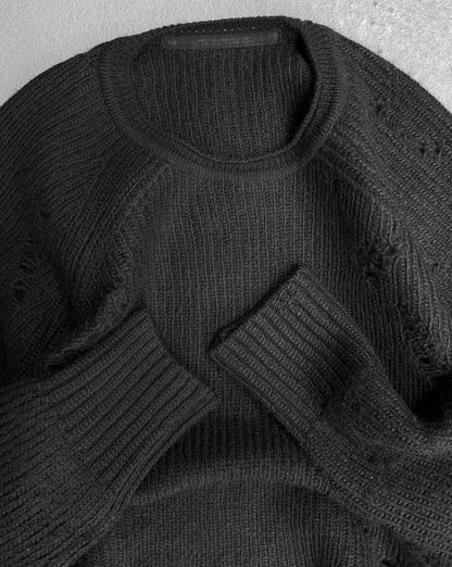 Julius_7 AW18-19 “ISDN;” Distressed Roving Wool Knit Sweater