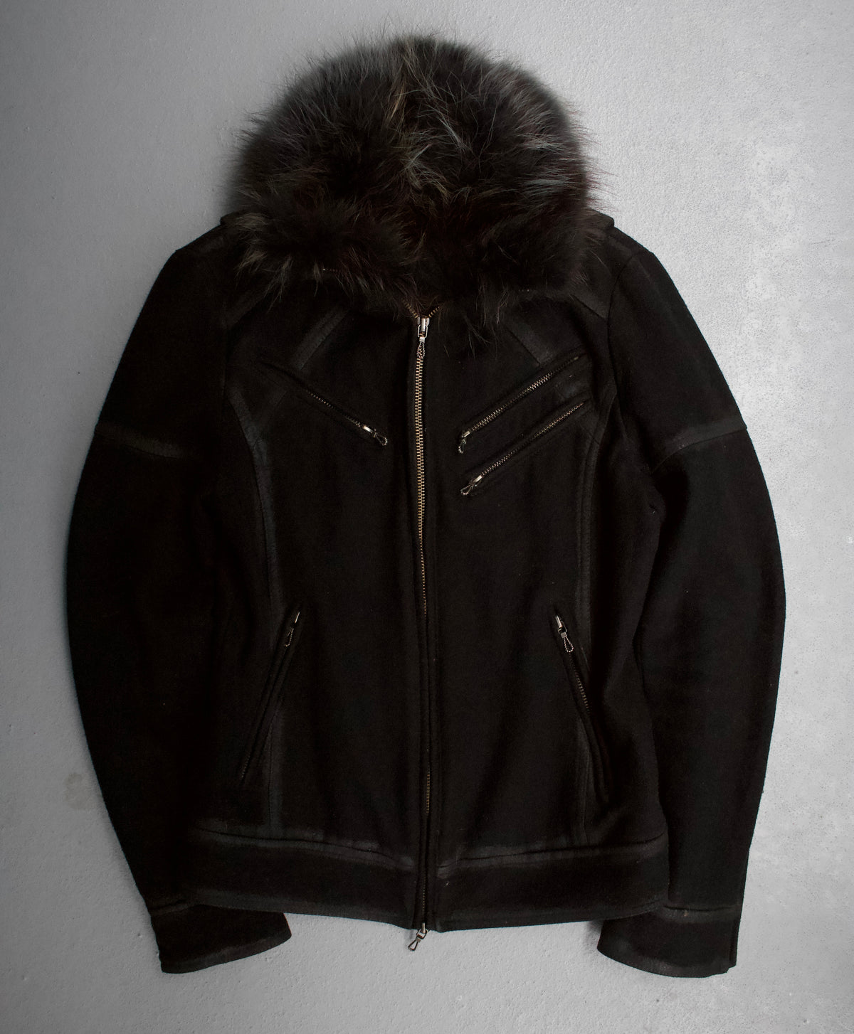FUGA Raccoon Fur Wool Rider Jacket Early 2000s | Size 44 – DRIEW