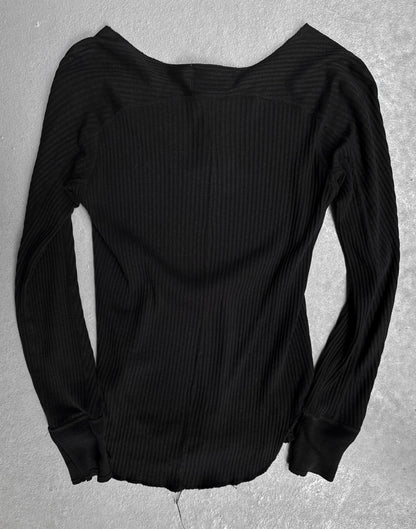 Number (N)ine AW09 Black Henley Silk-blend Long-sleeves