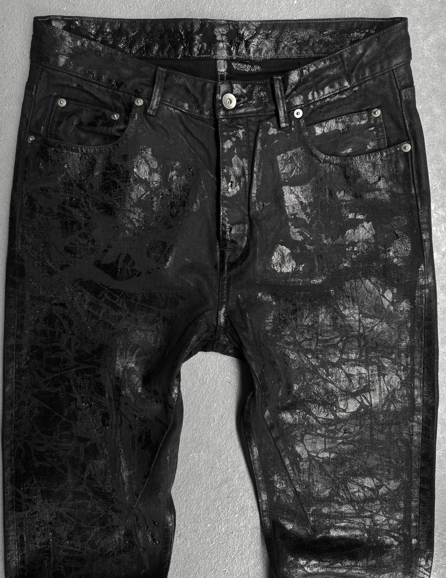 Rick Owens DRKSHDW AW24 "LIDO" Vinyl Wax Coated ‘Detroit Cut’ Denim