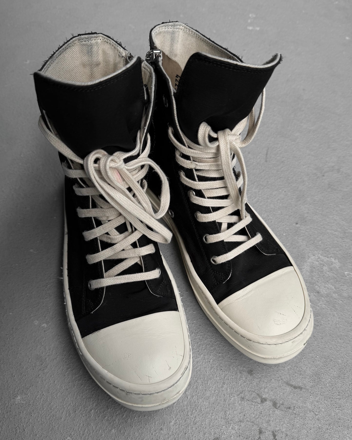 Rick Owens DRKSHDW AW23 “LUXOR” Pentagram Embroidered Nylon Canvas Ramones Sneakers
