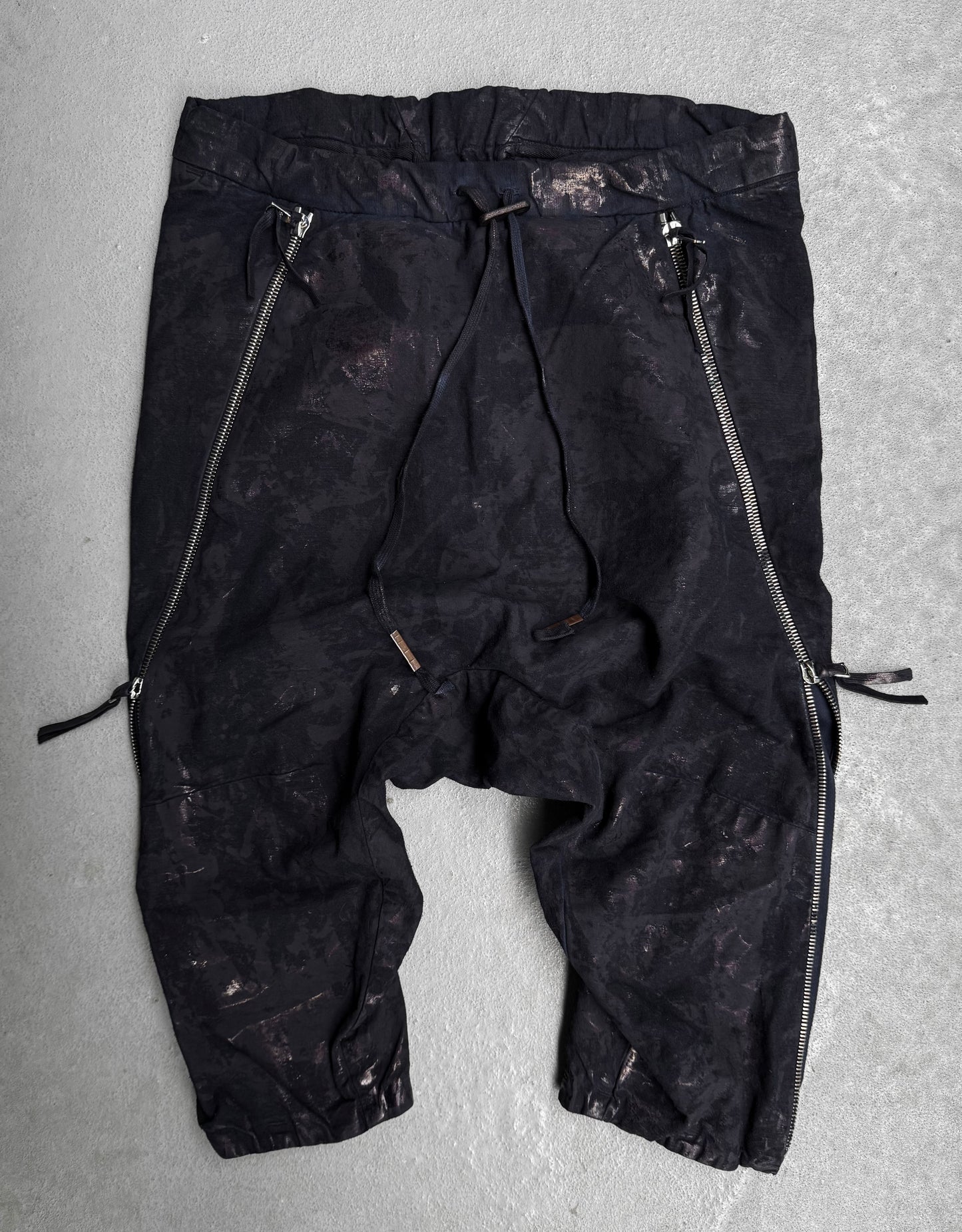 Boris Bidjan Saberi SS16 'P2 F140IK' Vinyl Processed Zipper Seam Drop-crotch Shorts