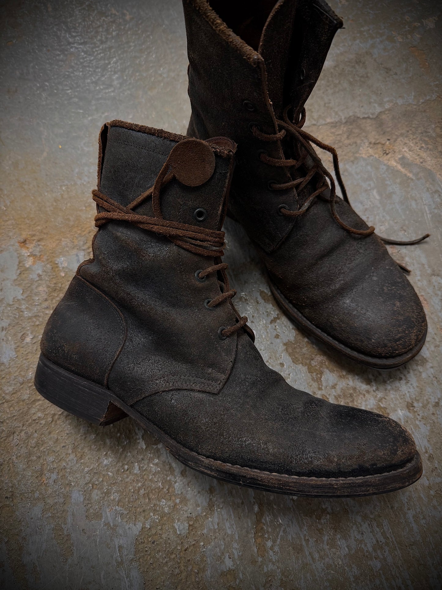 Carpe Diem Early 00s Distressed Horse Leather ‘S23M’ Lace-up Boots