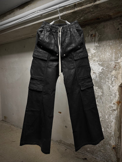 Rick Owens DRKSHDW SS25 "HOLLYWOOD" Double Cargo Jumbo Belas Waxed Flare Denim | Archive Fashion Toronto