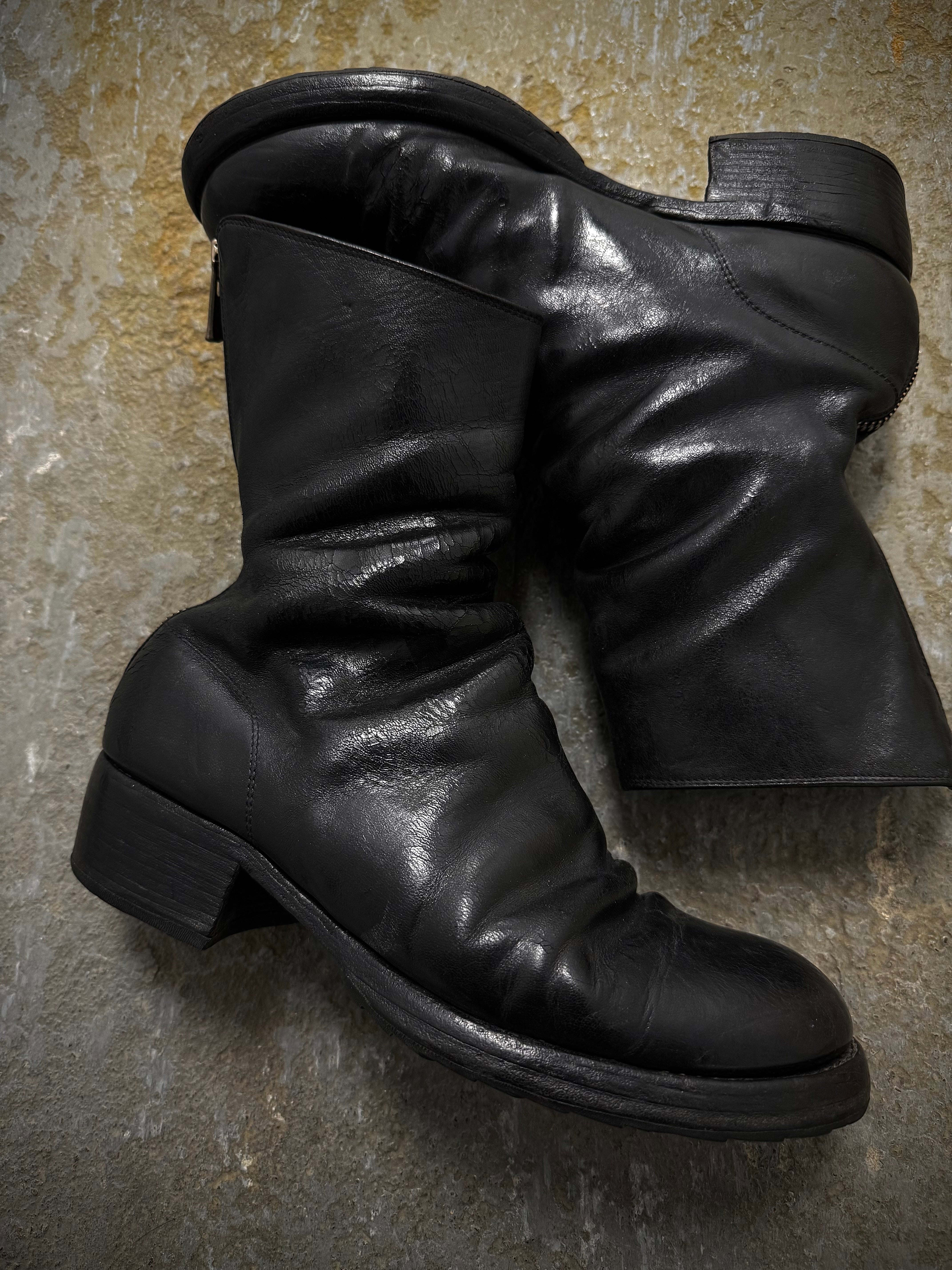 靴 GUIDI 788 HORSE LEATHER GUIDI 788 Black Horse Leather Back Zip Boots | Size 44 – DRIEW