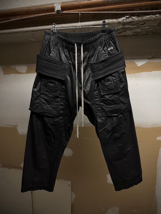 Rick Owens DRKSHDW SS21 "PHLEGETHON " Waxed Creatch Cargo Carpis Pants