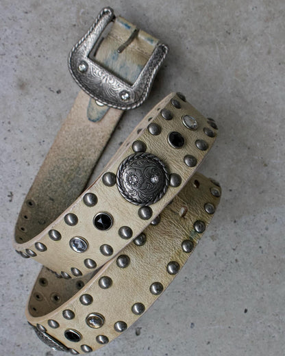Nicole Club For Men by Matsuda 00s Cow Leather Jewel Studded Belt