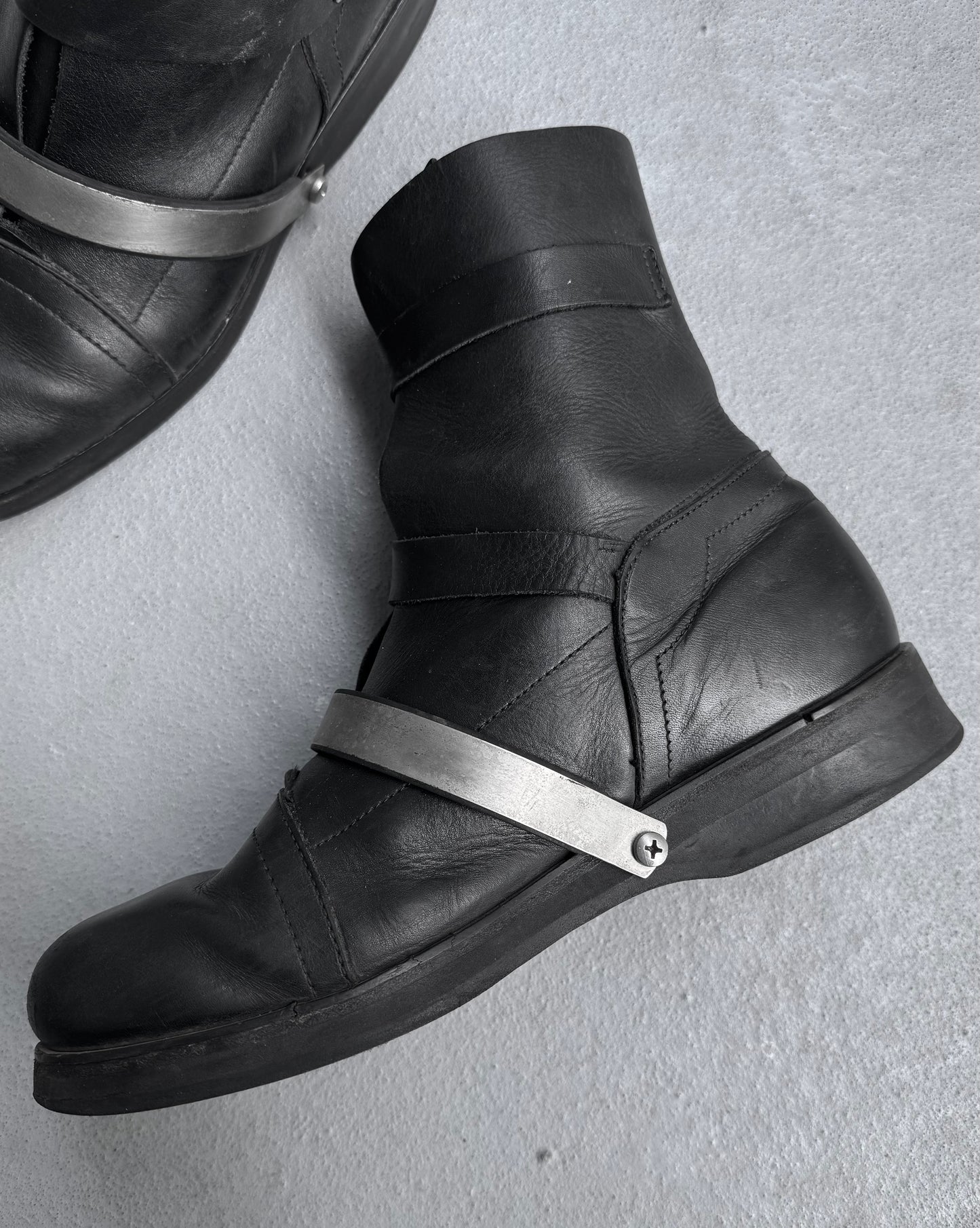 Dirk Bikkembergs SS96 Metal Straps Military Leather Boots