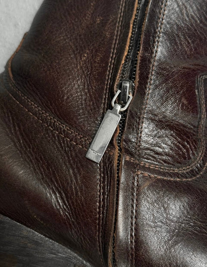 Saint Laurent Paris AW18 Military Brown 'Lukas' Western Boots