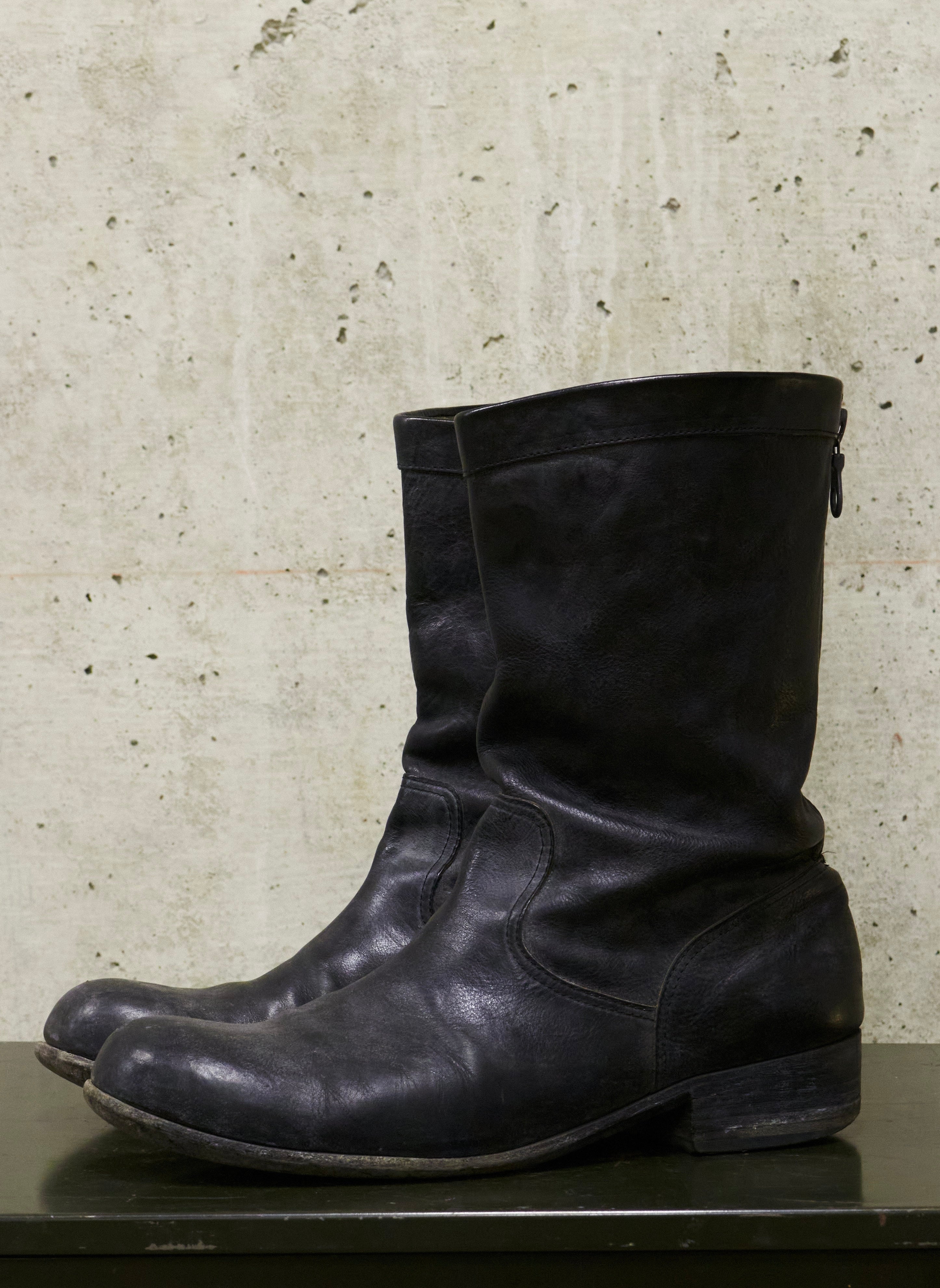 ATTACHMENT Kazuyuki Kumagai Leather Back-Zip Boots 00s – DRIEW