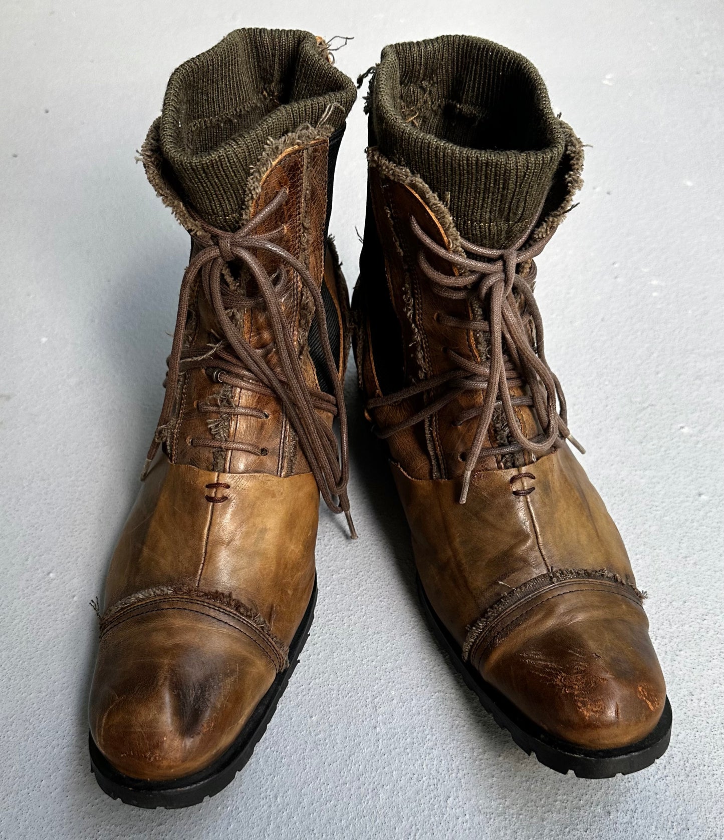 alfredoBANNISTER Early 00s Double-layered Foldable Leather Boots