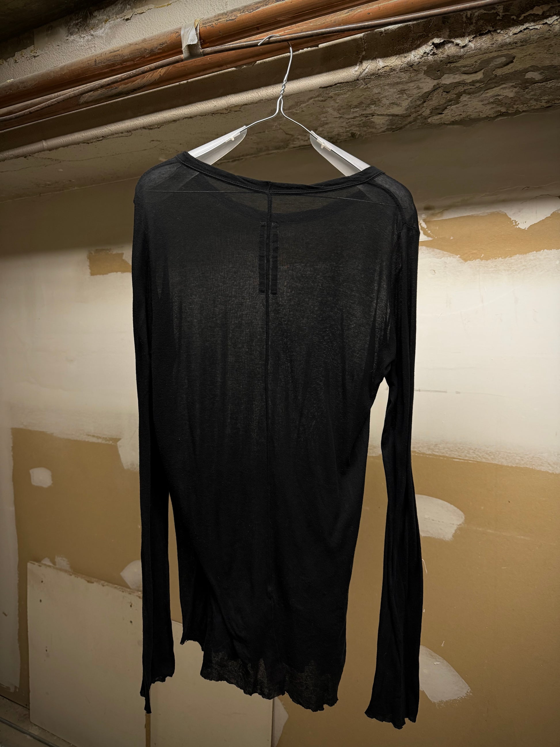 Rick Owens AW23 "LUXOR" Black Sheer Long-sleeves detail | DRIEW GARMENTS