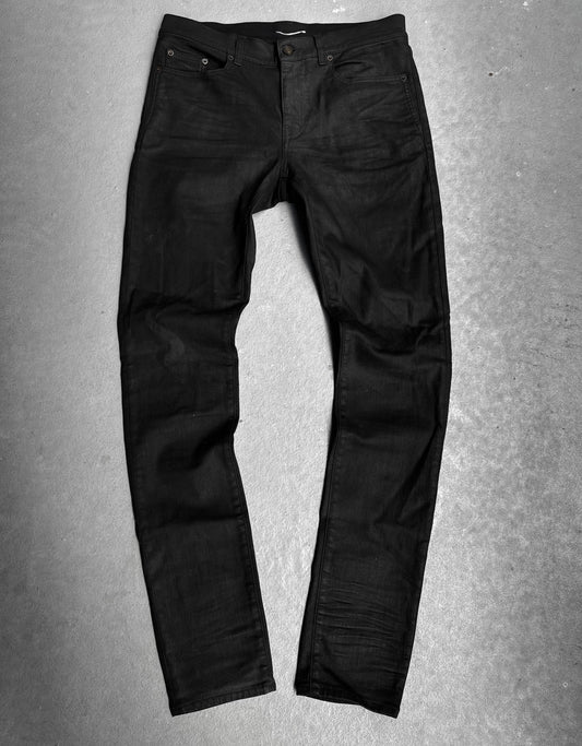 Saint Laurent Paris SS22 Black Waxed ‘D02’ Skinny Denim