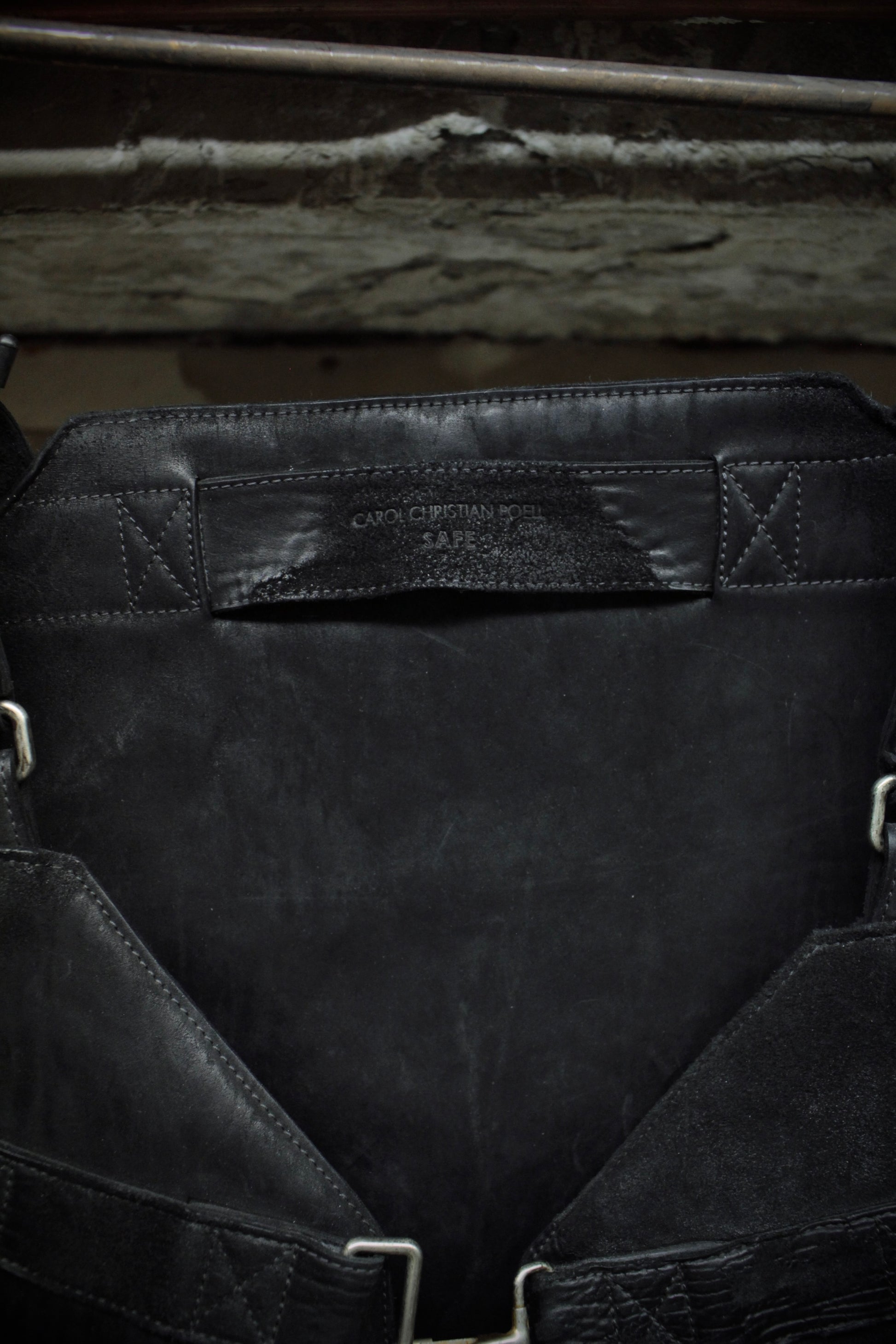 Carol Christian Poell 'AM/2608 CUBS-PTC/010' Object-dyed Horse Culatta Leather Vest Bag detail | DRIEW GARMENTS