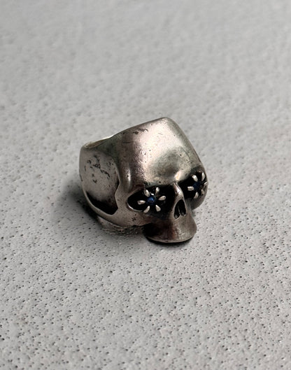 Number (N)ine x JAM HOME MADE Sapphire Embellished Silver Skull Ring