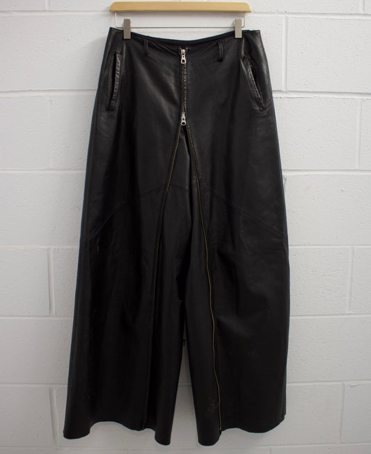 Jean-Paul GAULTIER HOMME Early 00s Two-way Leather Skirt/Wide Leg Pants