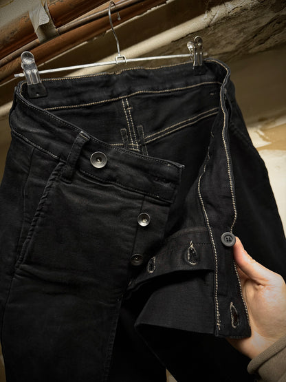 Rick Owens DRKSHDW AW16 "MASTODON" BLACK MATTE Gladiator Kilt Layer Denim detail | DRIEW GARMENTS