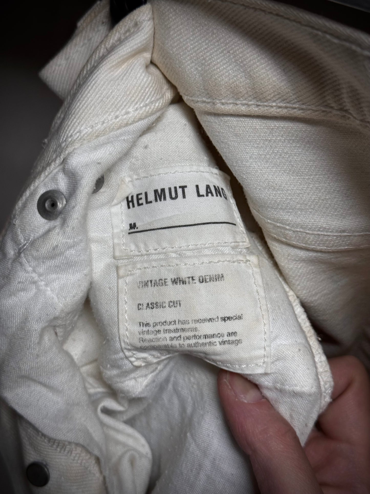 Helmut Lang Early 00s 'Classic Cut' Vintage White Flare Denim