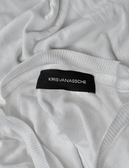 KRISVANASSCHE Early 00s White Distressed Double Layer T-Shirt