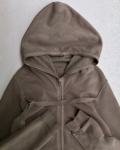 Rick Owens DRKSHDW AW08 “STAG” Bondage Gimp Hooded Long Coat