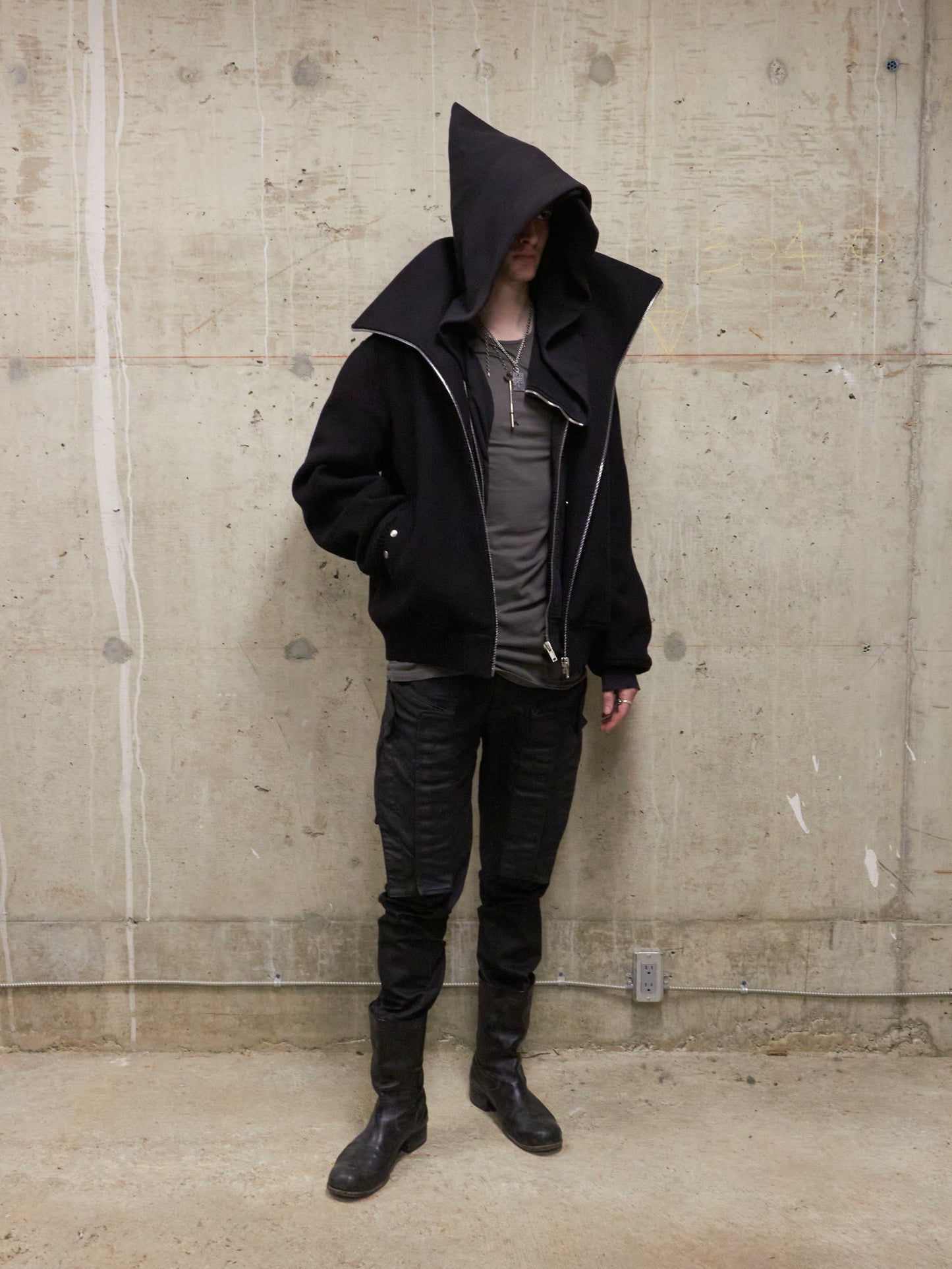 Rick Owens AW25 "CONCORDIANS" Wool Blixa Dracucollar Padded Bomber Jacket