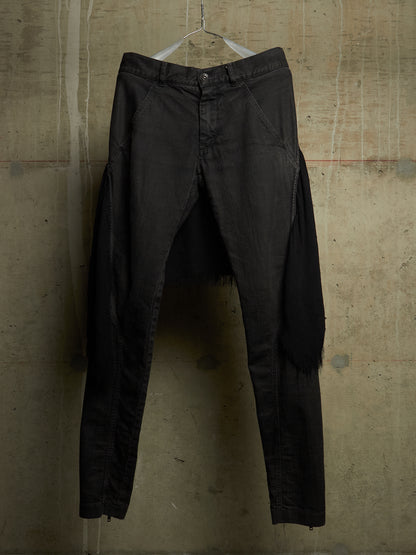 Gareth Pugh AW10-11 Charcoal Grey Back Frayed Skirt Layered Skinny Denim