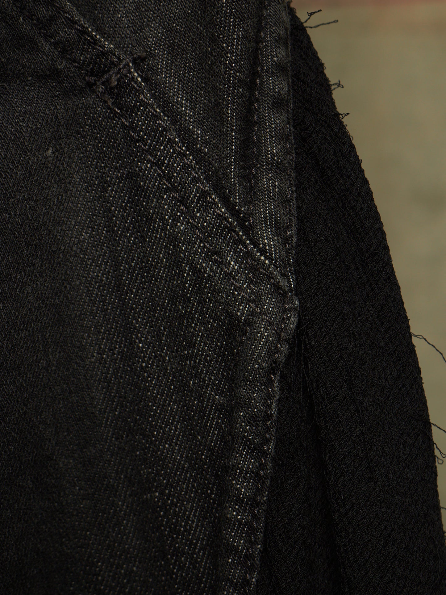 Gareth Pugh AW10-11 Charcoal Grey Back Frayed Skirt Layered Skinny Denim
