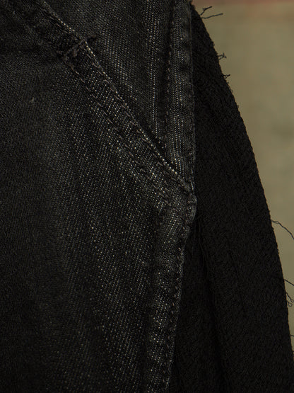 Gareth Pugh AW10-11 Charcoal Grey Back Frayed Skirt Layered Skinny Denim
