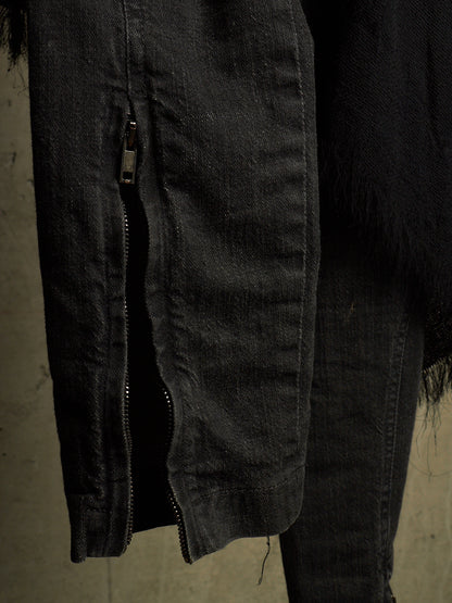 Gareth Pugh AW10-11 Charcoal Grey Back Frayed Skirt Layered Skinny Denim