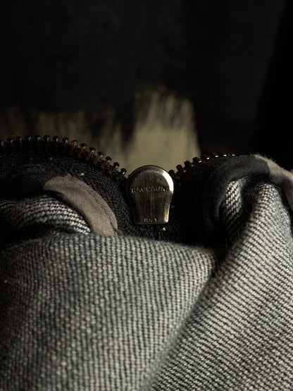 Gareth Pugh AW10-11 Charcoal Grey Back Frayed Skirt Layered Skinny Denim