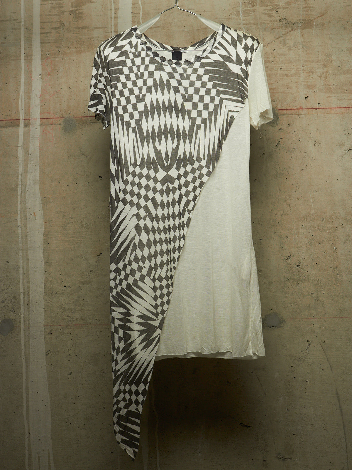 Gareth Pugh SS11 Black & White Asymmetric Double Layered Optical Illusion Print T-shirt