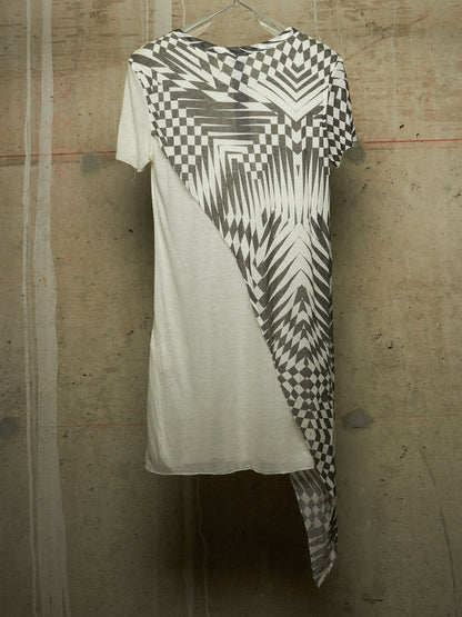 Gareth Pugh SS11 Black & White Asymmetric Double Layered Optical Illusion Print T-shirt