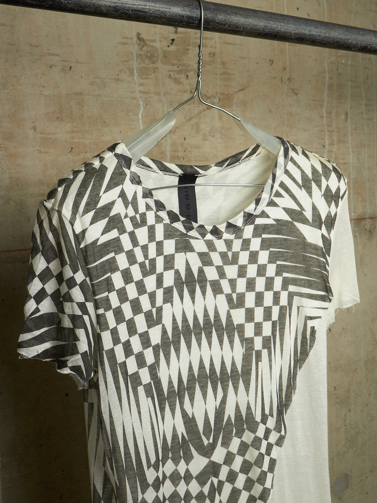 Gareth Pugh SS11 Black & White Asymmetric Double Layered Optical Illusion Print T-shirt
