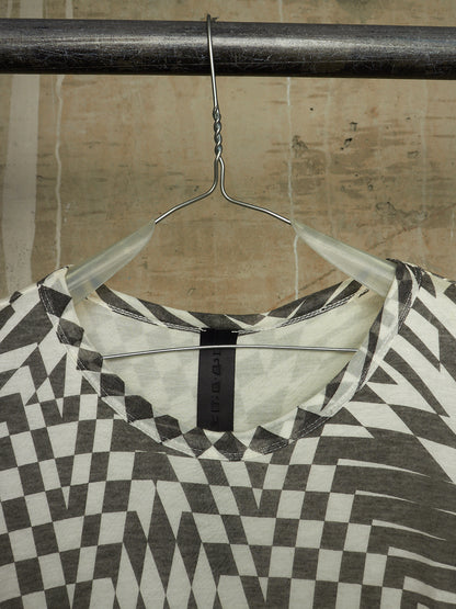 Gareth Pugh SS11 Black & White Asymmetric Double Layered Optical Illusion Print T-shirt