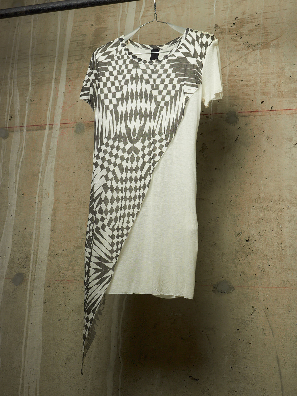 Gareth Pugh SS11 Black & White Asymmetric Double Layered Optical Illusion Print T-shirt