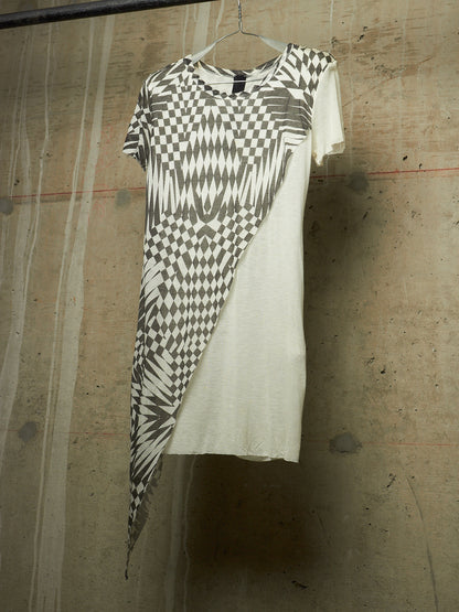 Gareth Pugh SS11 Black & White Asymmetric Double Layered Optical Illusion Print T-shirt