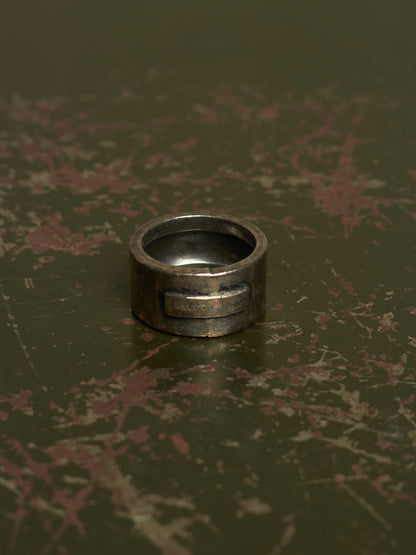 GOTI Oxidized .925 Silver Round Signet Ring