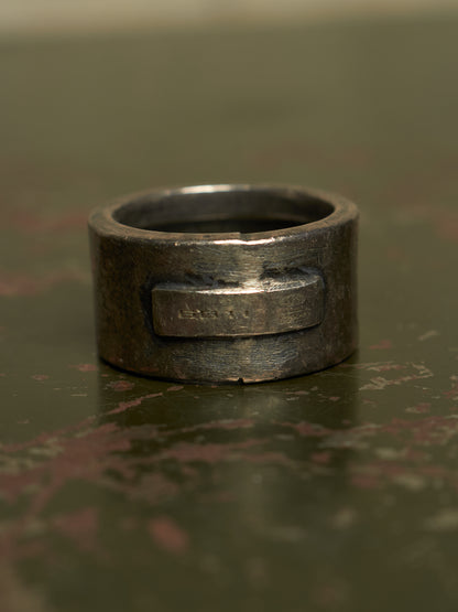 GOTI Oxidized .925 Silver Round Signet Ring
